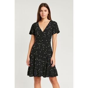 PAIGE XS Women’s Mini Dress Black Rayon Button Front Short Sleeve